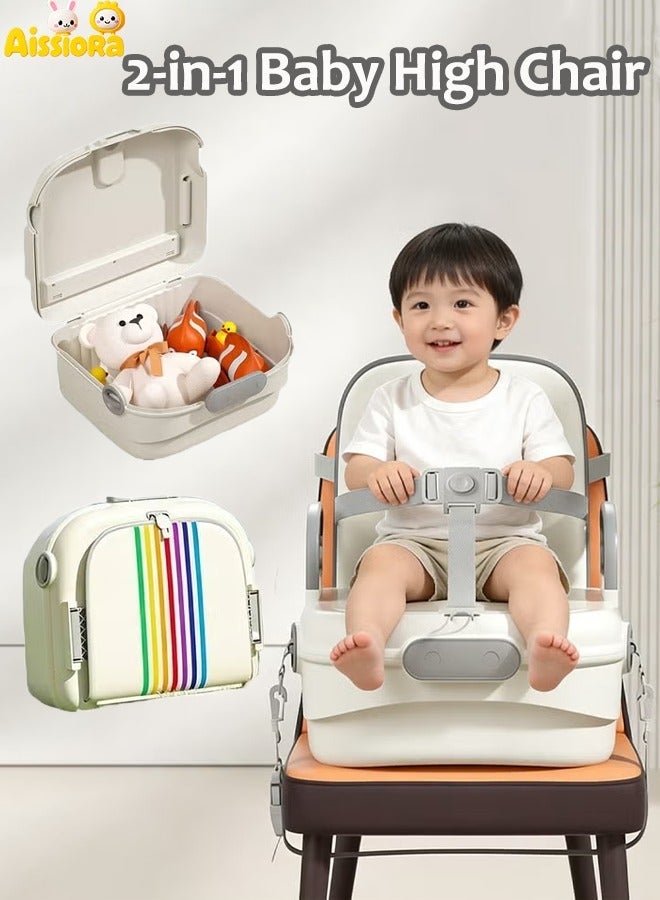 Aissiora 2-in-1 Children's High Chair   Baby High Chair with Storage Function   Portable Travel Seat   Compact Foldable High Chair   Baby Storage Box   With Adjustable Safety Belt   Suitable for Babies Over 6 Months - Image 1
